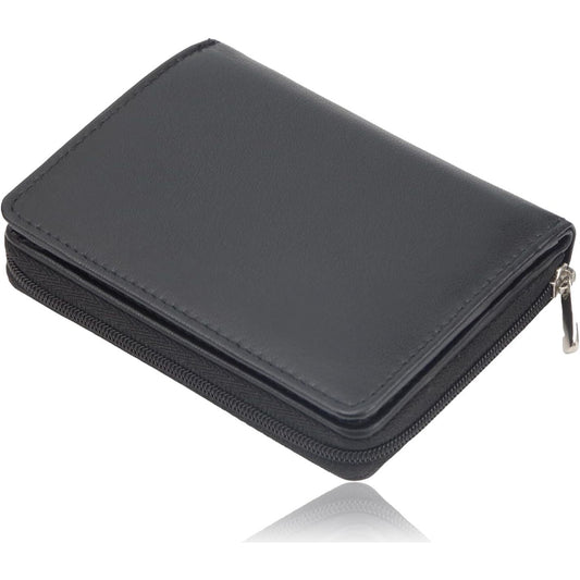 本革 二つ折り財布 財布 ウォレット 山羊レザー カード収納 小銭入れ付き ブラック 多収納 メンズ ビジネス 男性 紳士 c526